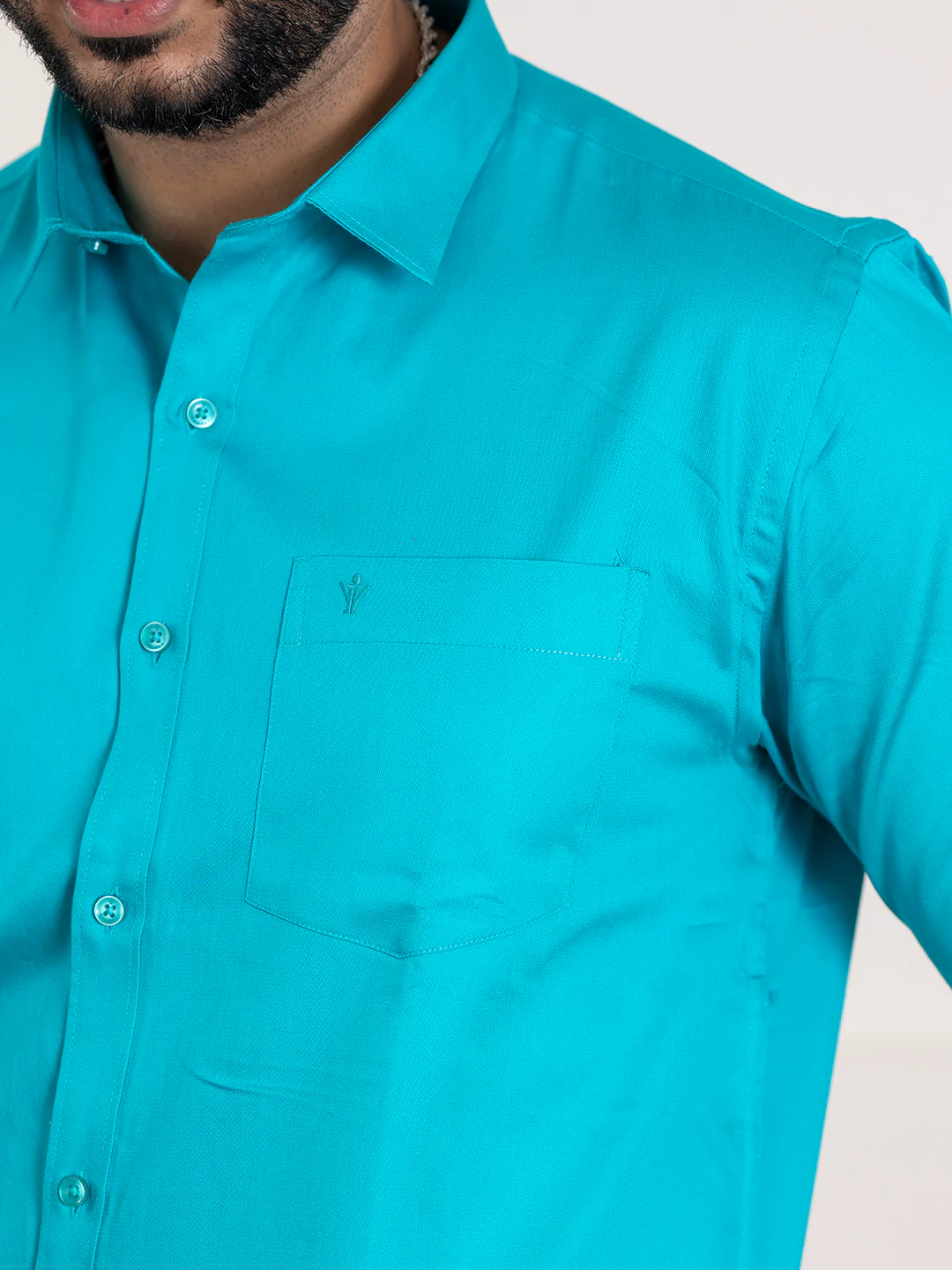 Men 100% Cotton Jungle Green Shirt and Fancy Border Dhoti Set BT11 - Image 9