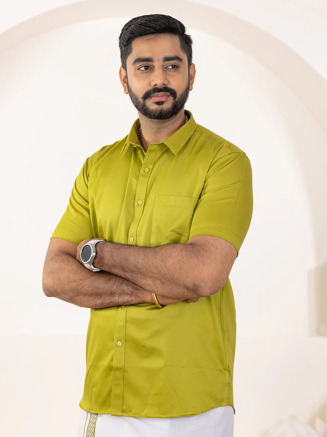 Men 100% Cotton Pesto Shirt and Fancy Border Dhoti Set BT9 - Image 7