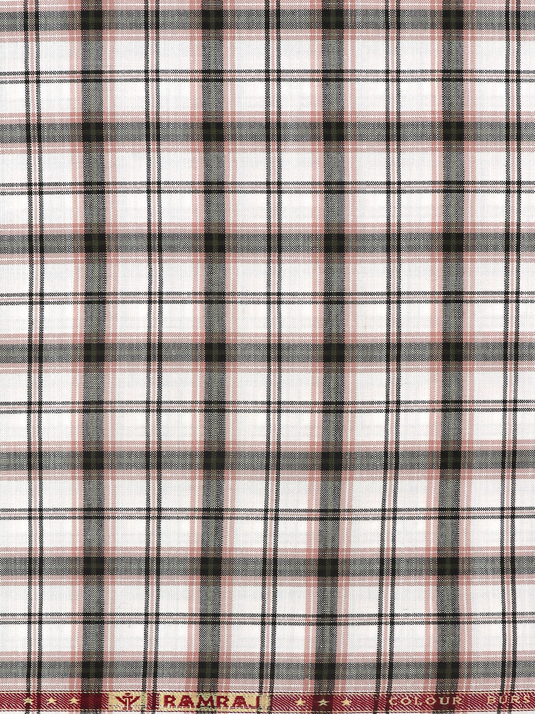 Men 100%Cotton Pinkish White Checked Shirt Fabric Reality Cotton - Image 3