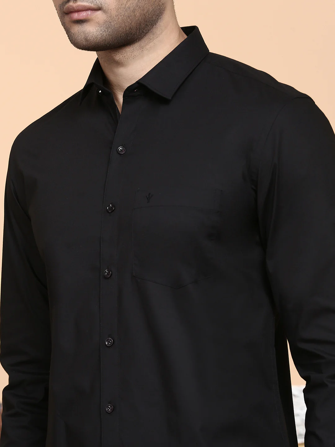 Men 100% Cotton Shirt Classic Black - Image 5