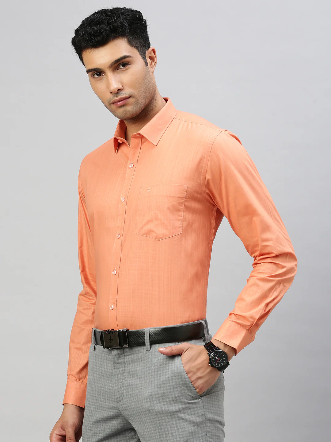 Men 100% Cotton Shirt Copper Brown T37 TM4 - Image 3