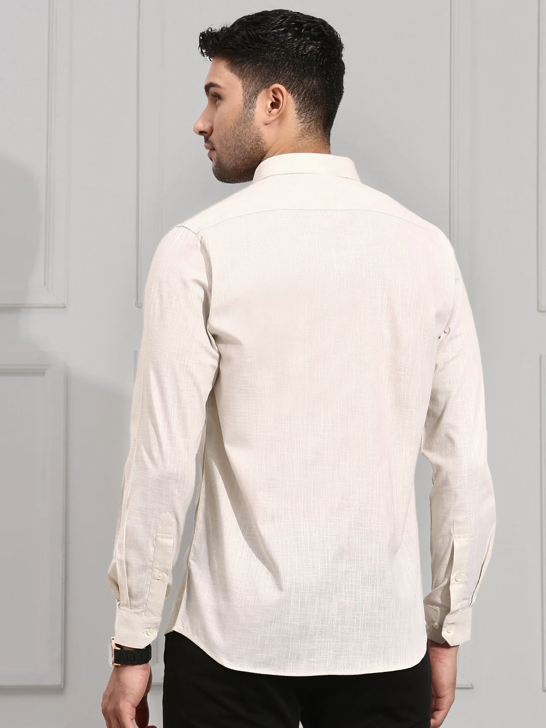Men 100% Cotton Shirt Cream CL2 GT15 - Image 7
