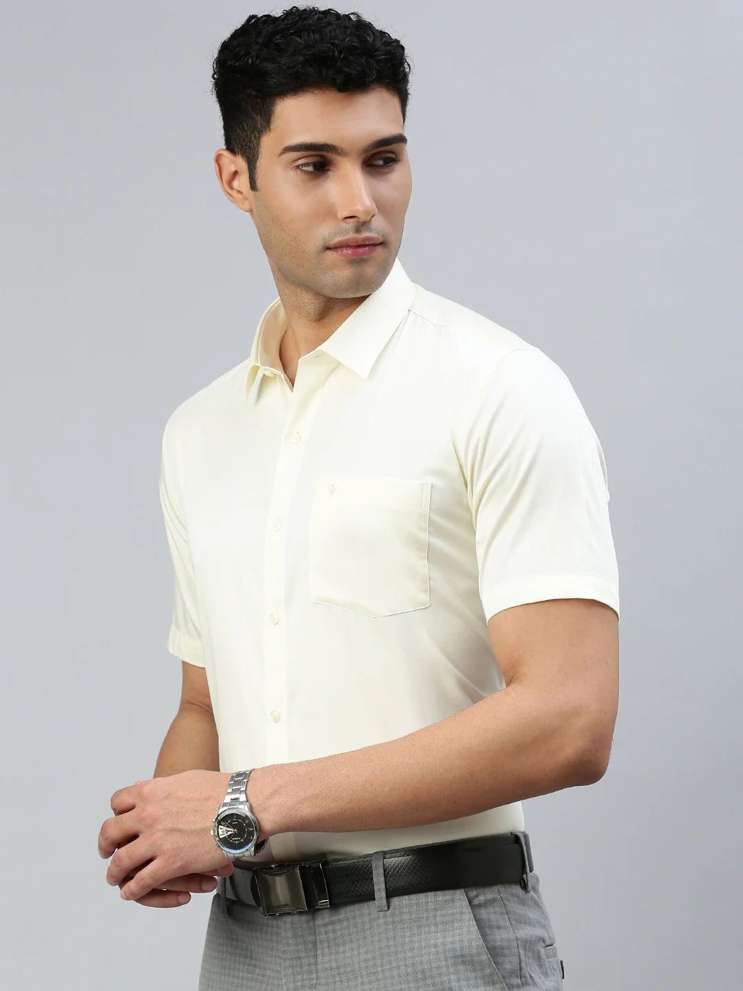 Men 100% Cotton Shirt Cream Royal Gold NI - Image 2