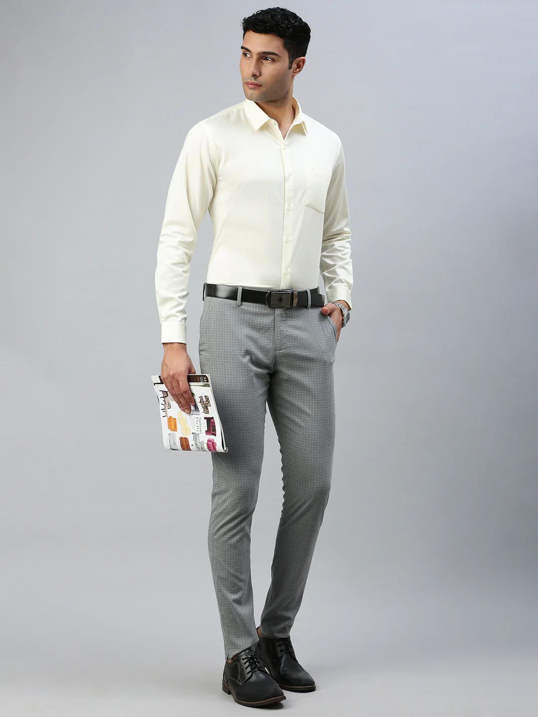 Men 100% Cotton Shirt Cream Royal Gold NI - Image 6