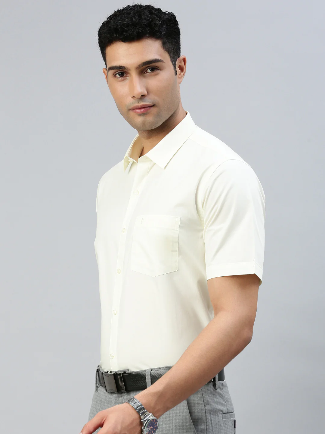 Men 100% Cotton Shirt Cream Sammantham - Image 2