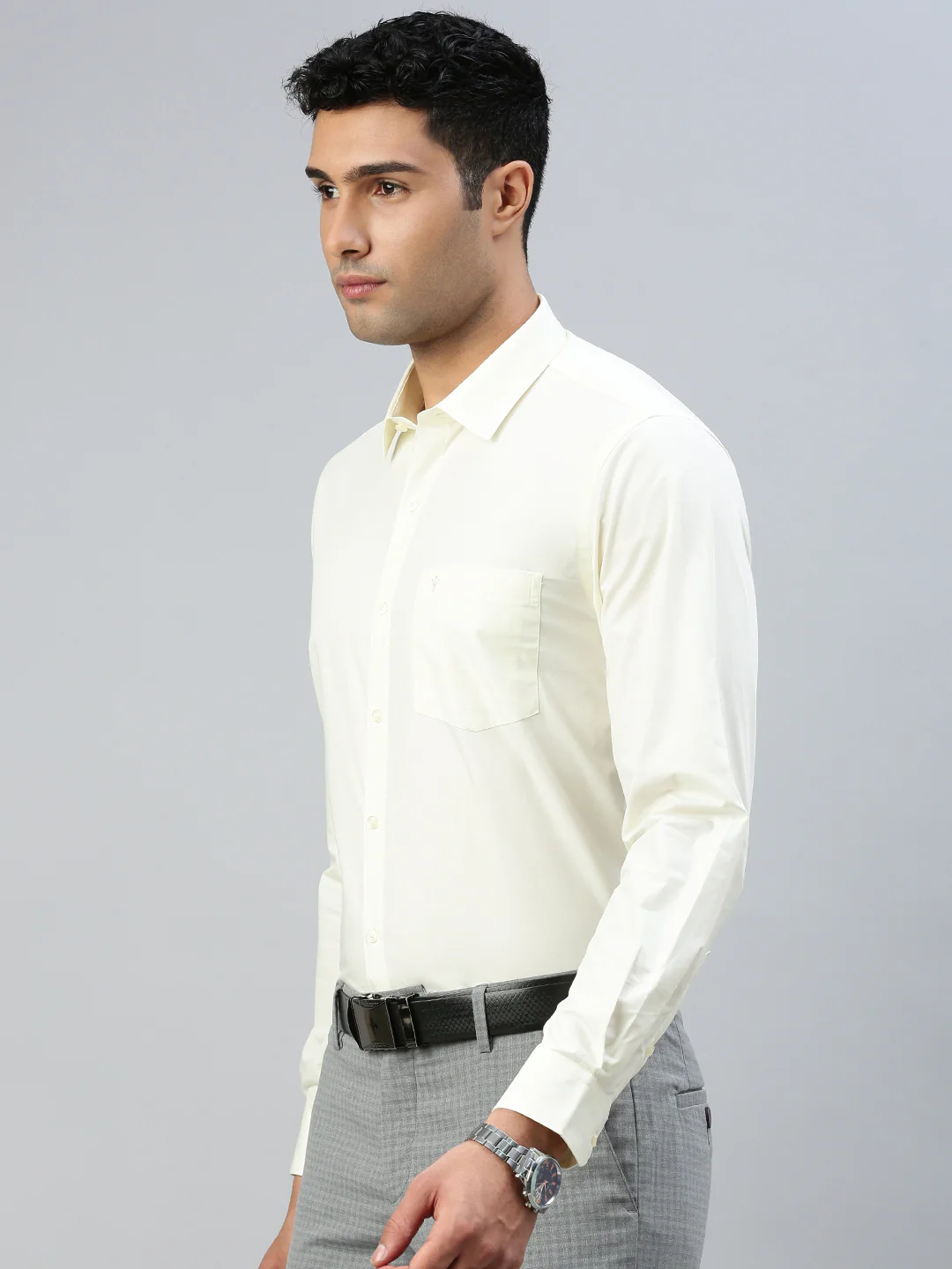 Men 100% Cotton Shirt Cream Sammantham - Image 4