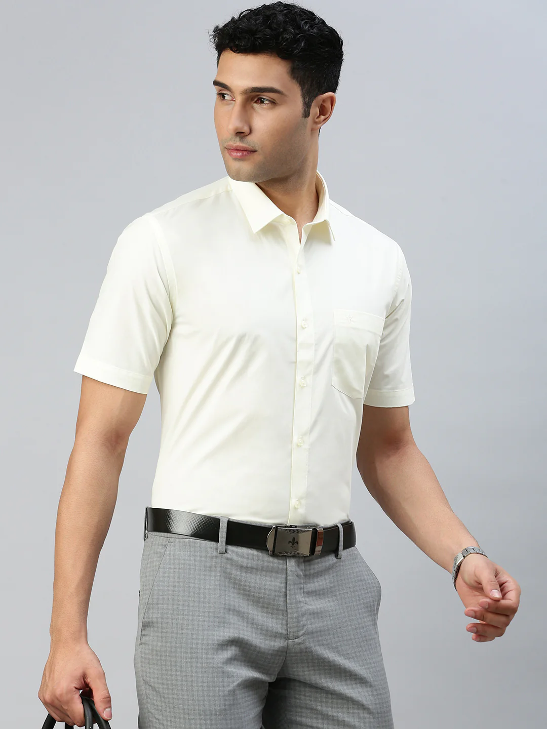 Men 100% Cotton Shirt Cream Sammantham - Image 5