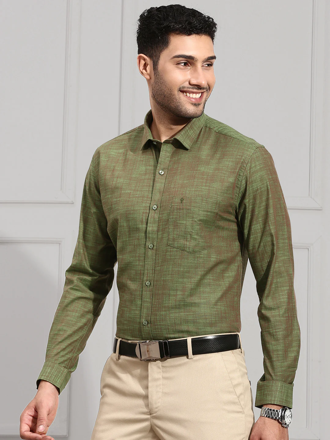 Men 100% Cotton Shirt Green CL2 GT19 - Image 3