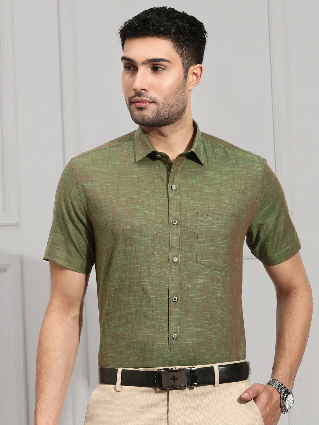 Men 100% Cotton Shirt Green CL2 GT19 - Image 4