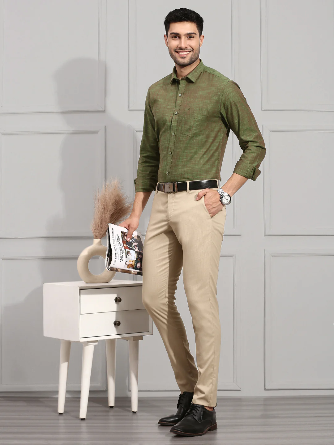 Men 100% Cotton Shirt Green CL2 GT19 - Image 5