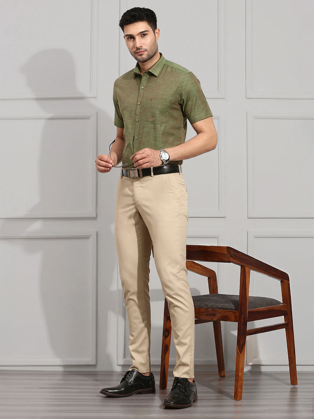 Men 100% Cotton Shirt Green CL2 GT19 - Image 6