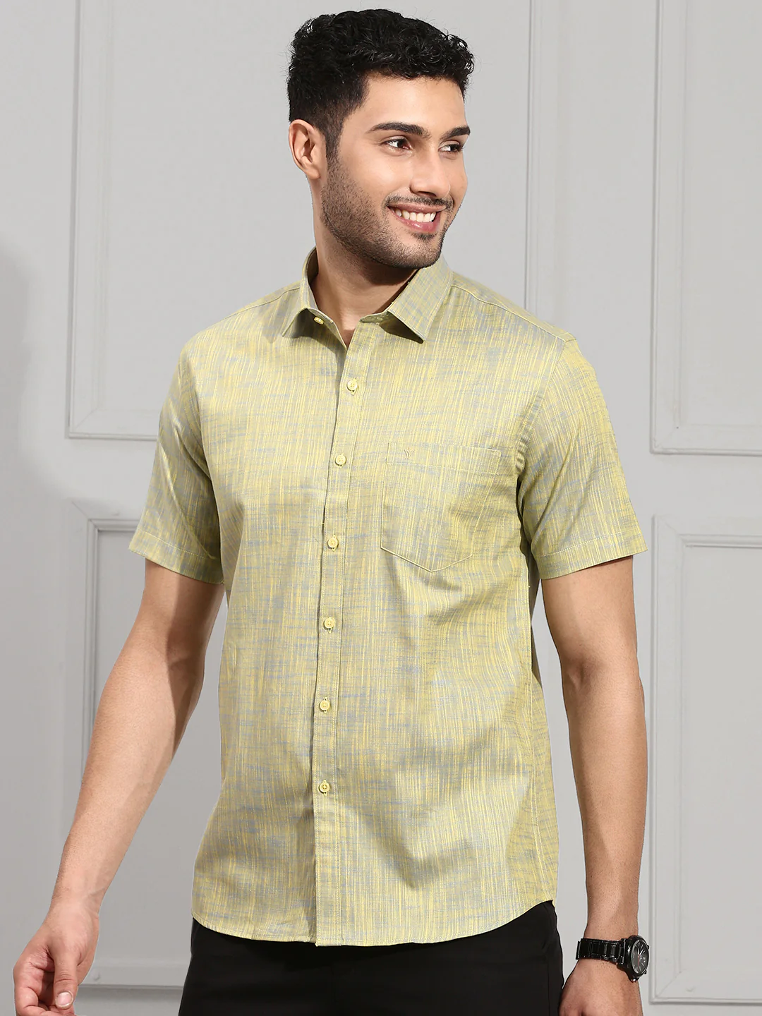 Men 100% Cotton Shirt Green CL2 GT25 - Image 4