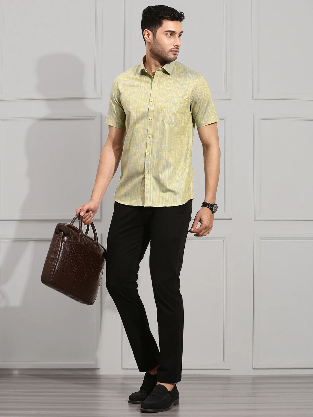 Men 100% Cotton Shirt Green CL2 GT25 - Image 6