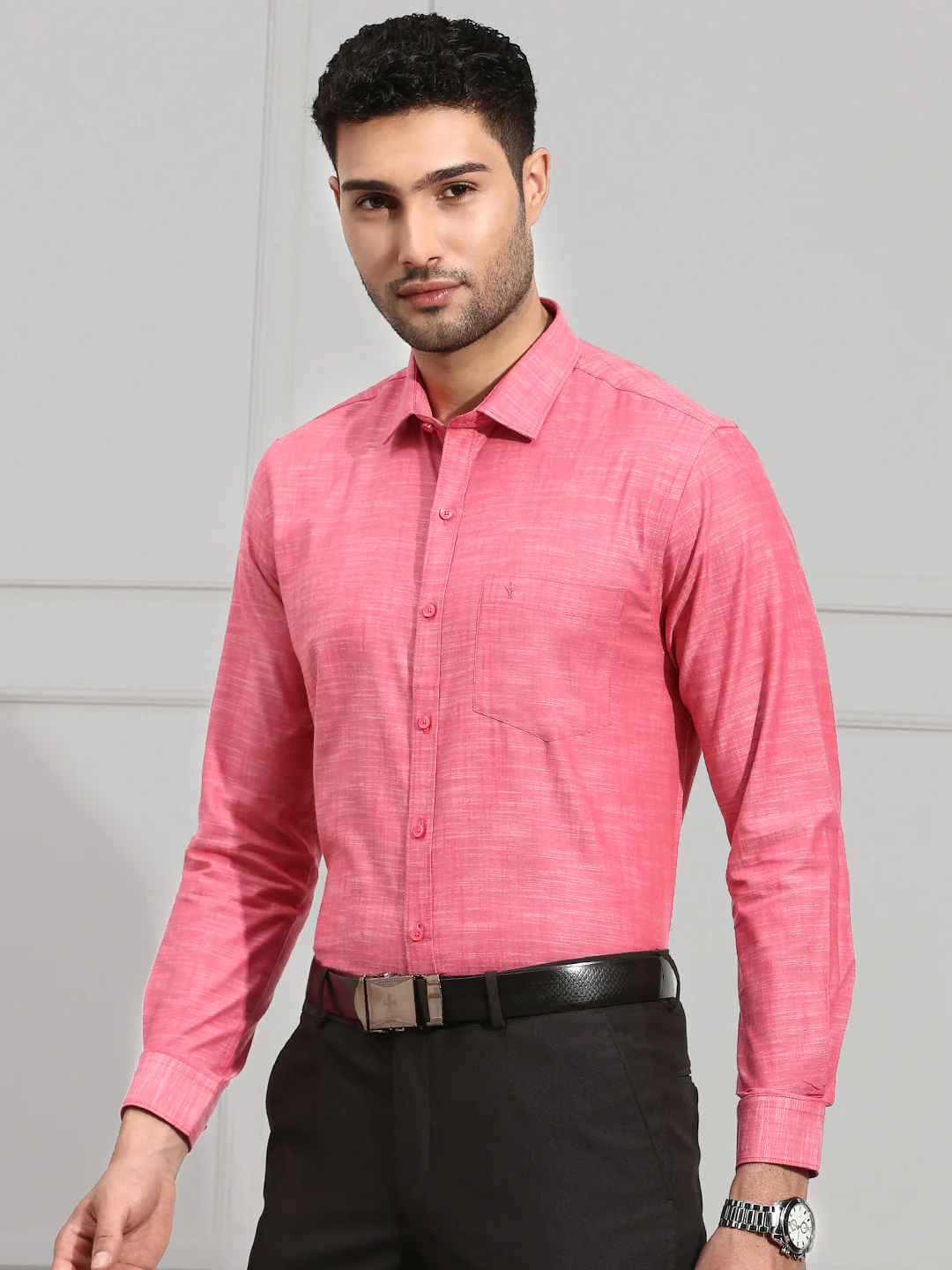 Men 100% Cotton Shirt Pink CL2 GT1 - Image 3