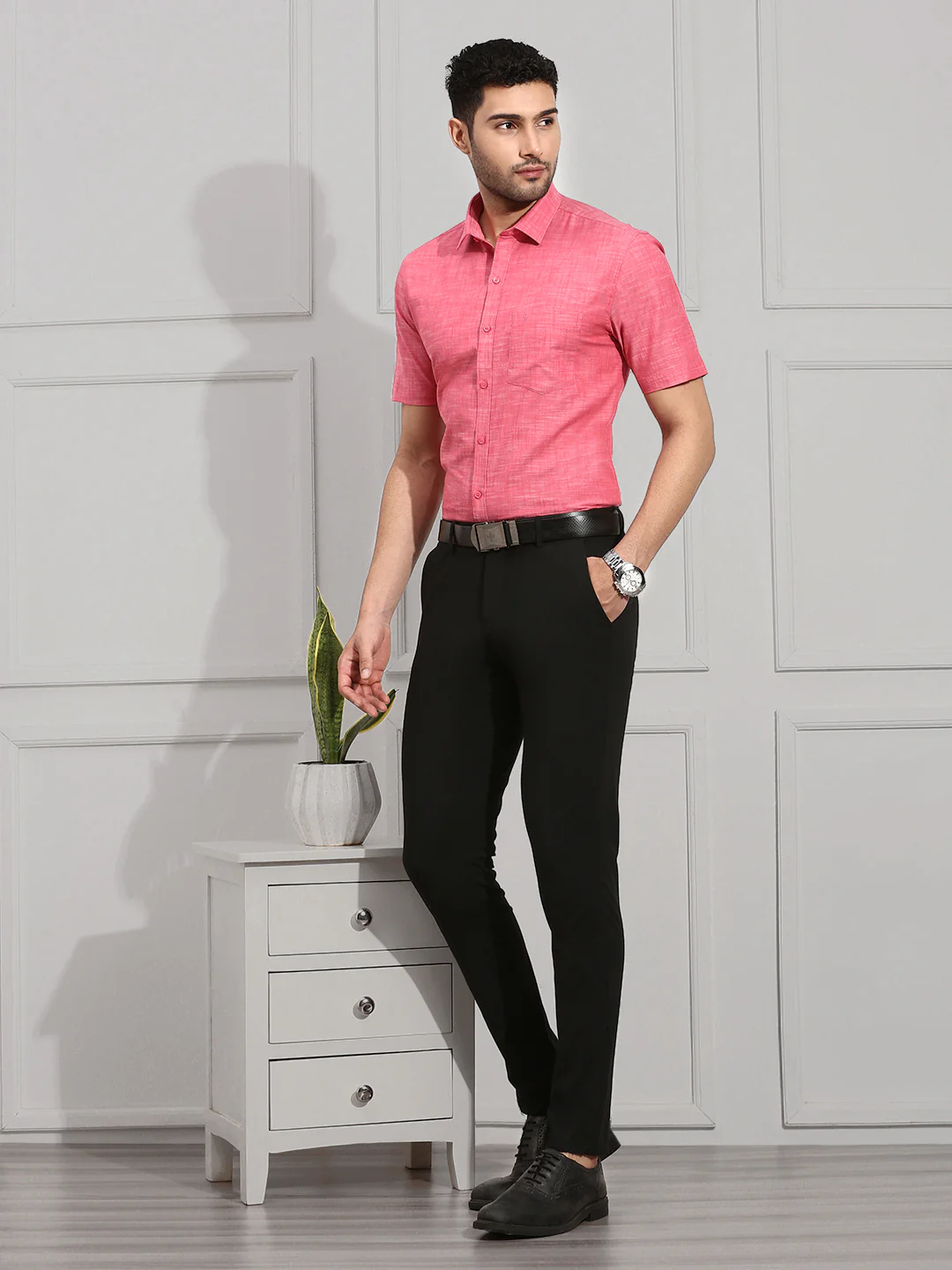 Men 100% Cotton Shirt Pink CL2 GT1 - Image 6