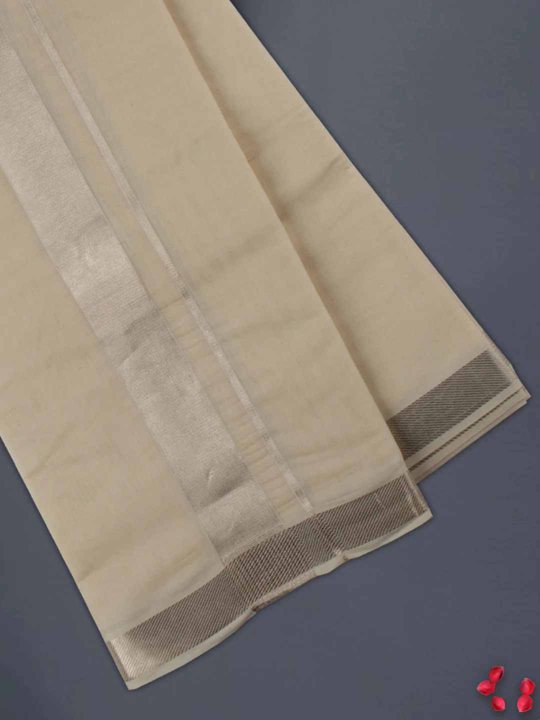 Men 100% Cotton Silver Border Double Layer Dhoti Luxury Club - Image 3