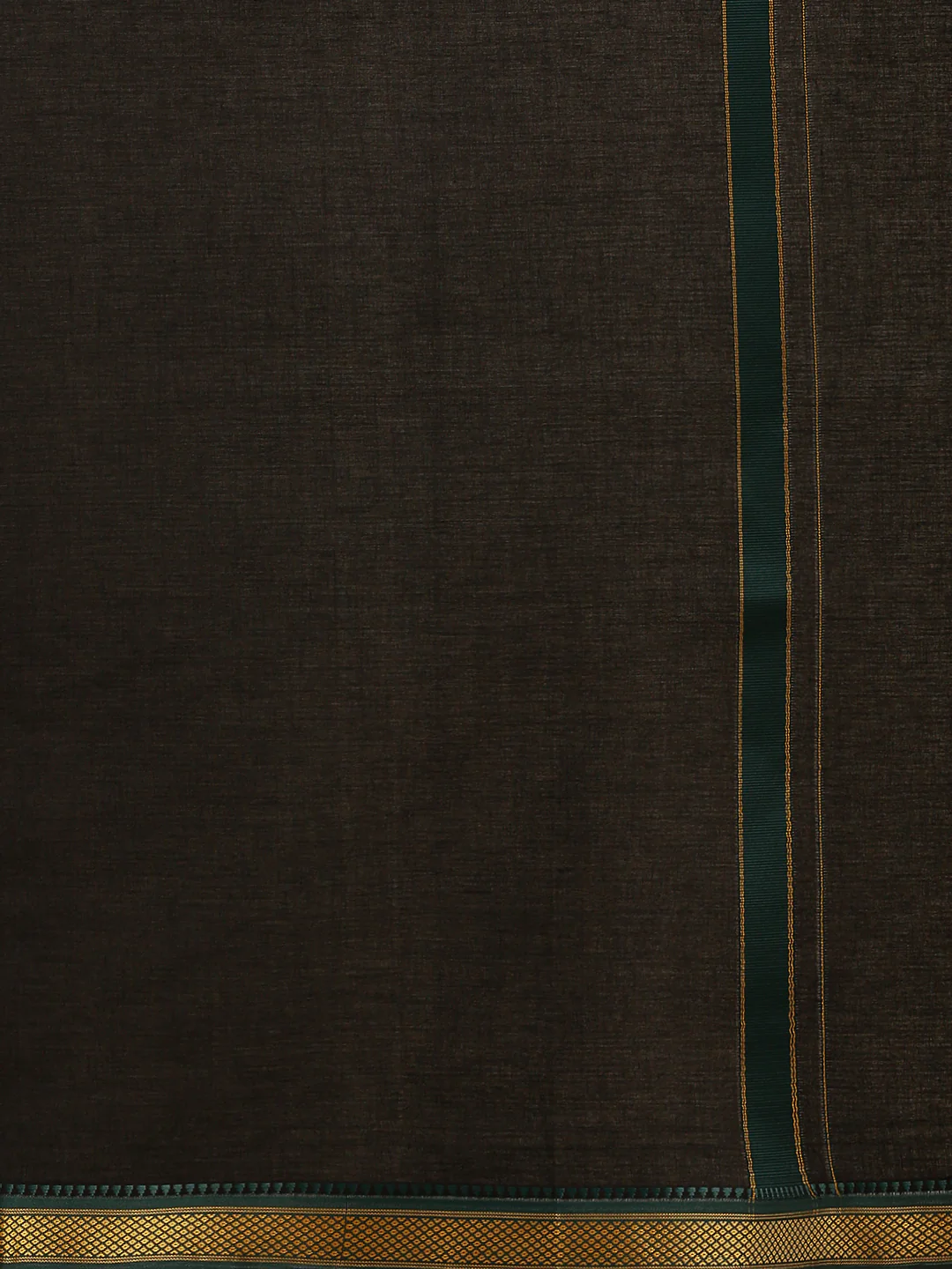 Men 100% Cotton Single Layer Black Dhoti & Towel Set with Mayilkhan Border Brindhavan - Image 6