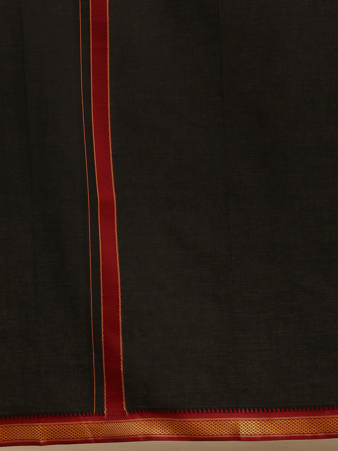 Men 100% Cotton Single Layer Black Dhoti & Towel Set with Mayilkhan Border Brindhavan - Image 7