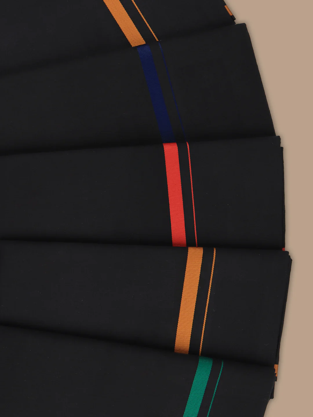 Men 100% Cotton Single Layer Black Dhoti with Assorted Border Poojan 1/2 - Image 4