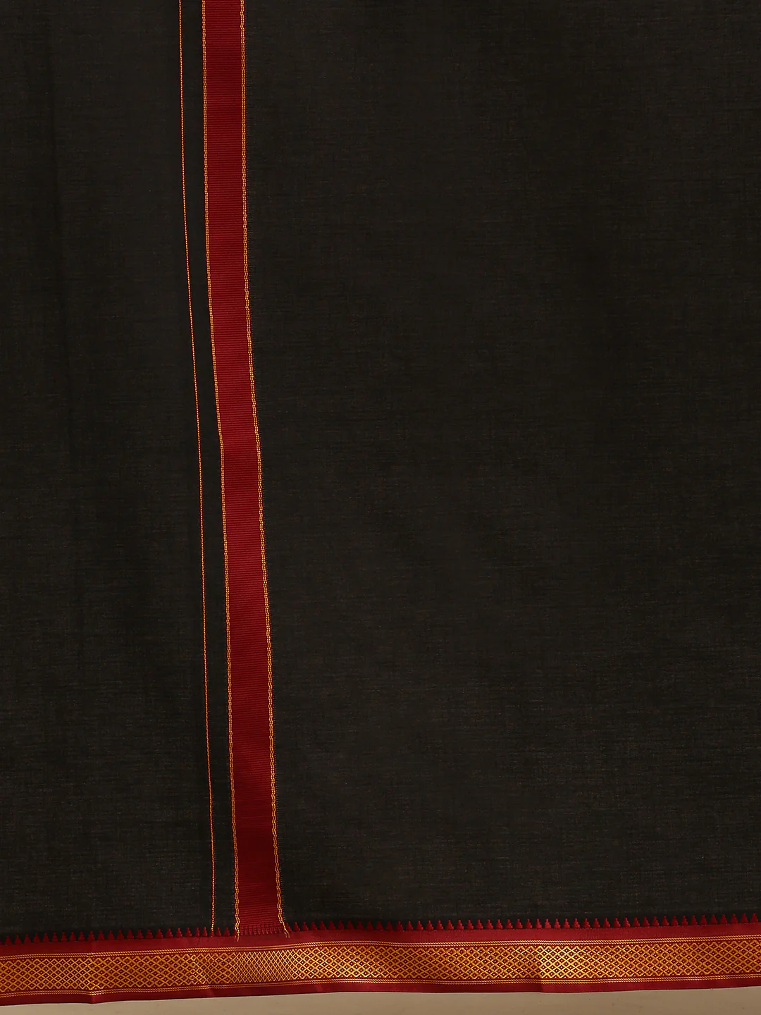 Men 100% Cotton Single Layer Black Dhoti with Mayilkhan Border Brindhavan - Image 6