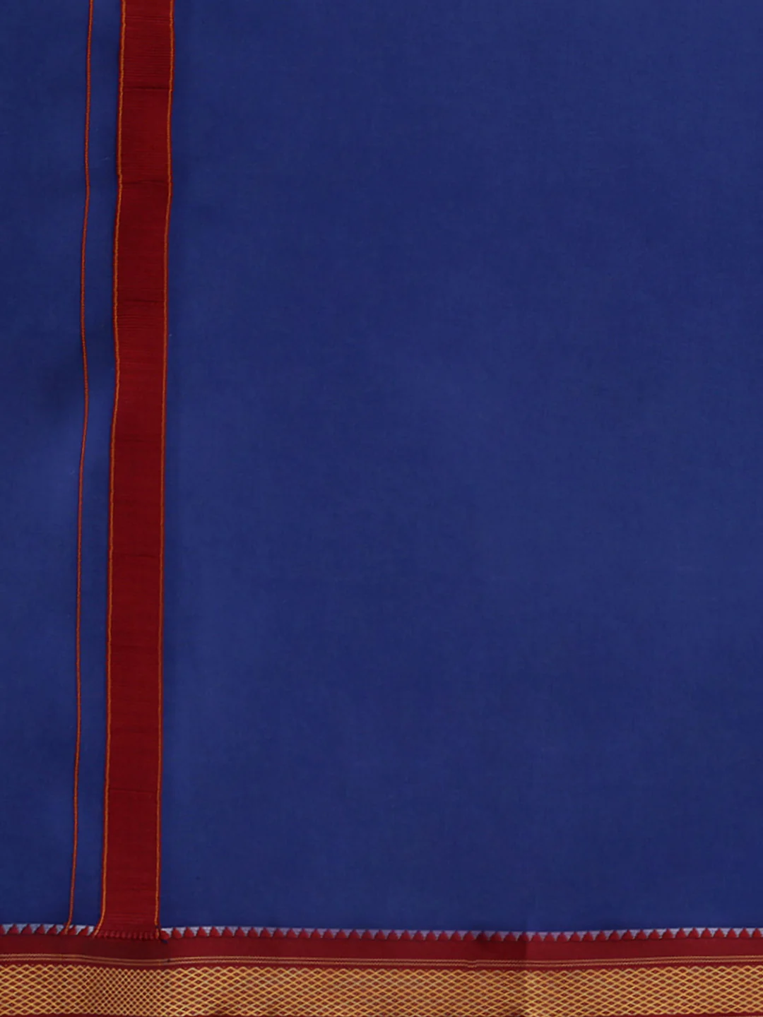 Men 100% Cotton Single Layer Blue Dhoti with Mayilkhan Border Brindhavan - Image 5