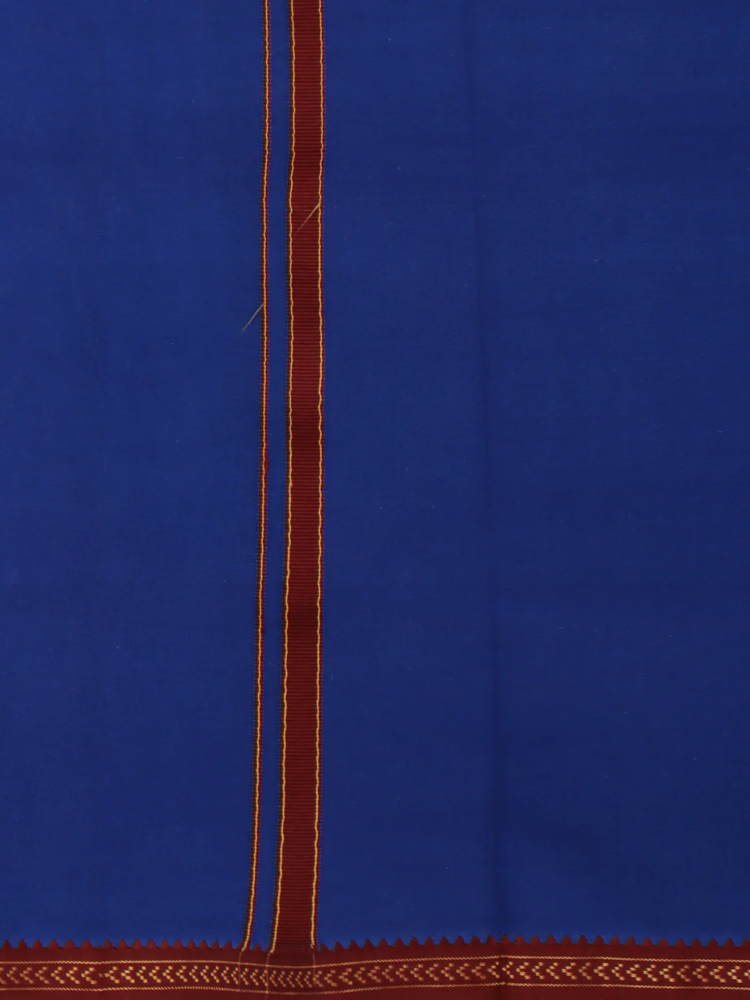 Men 100% Cotton Single Layer Blue Dhoti with Mayilkhan Border Slokam (4 Way Dhoti ) - Image 6