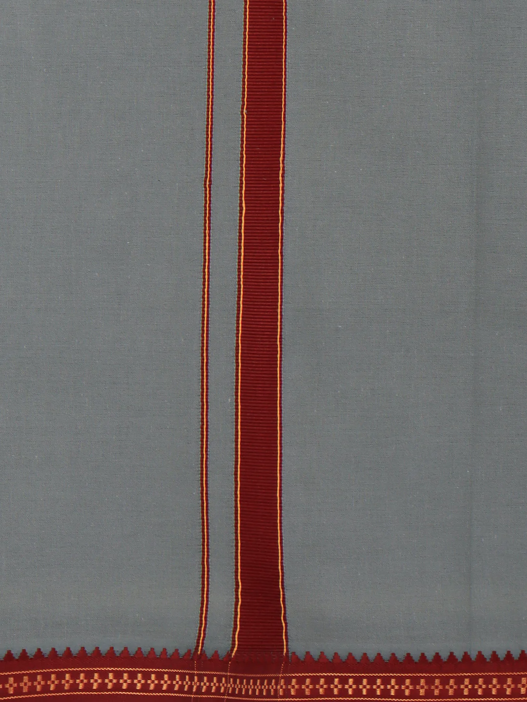 Men 100% Cotton Single Layer Cement Dhoti with Mayilkhan Border Slokam (4 Way Dhoti ) - Image 4