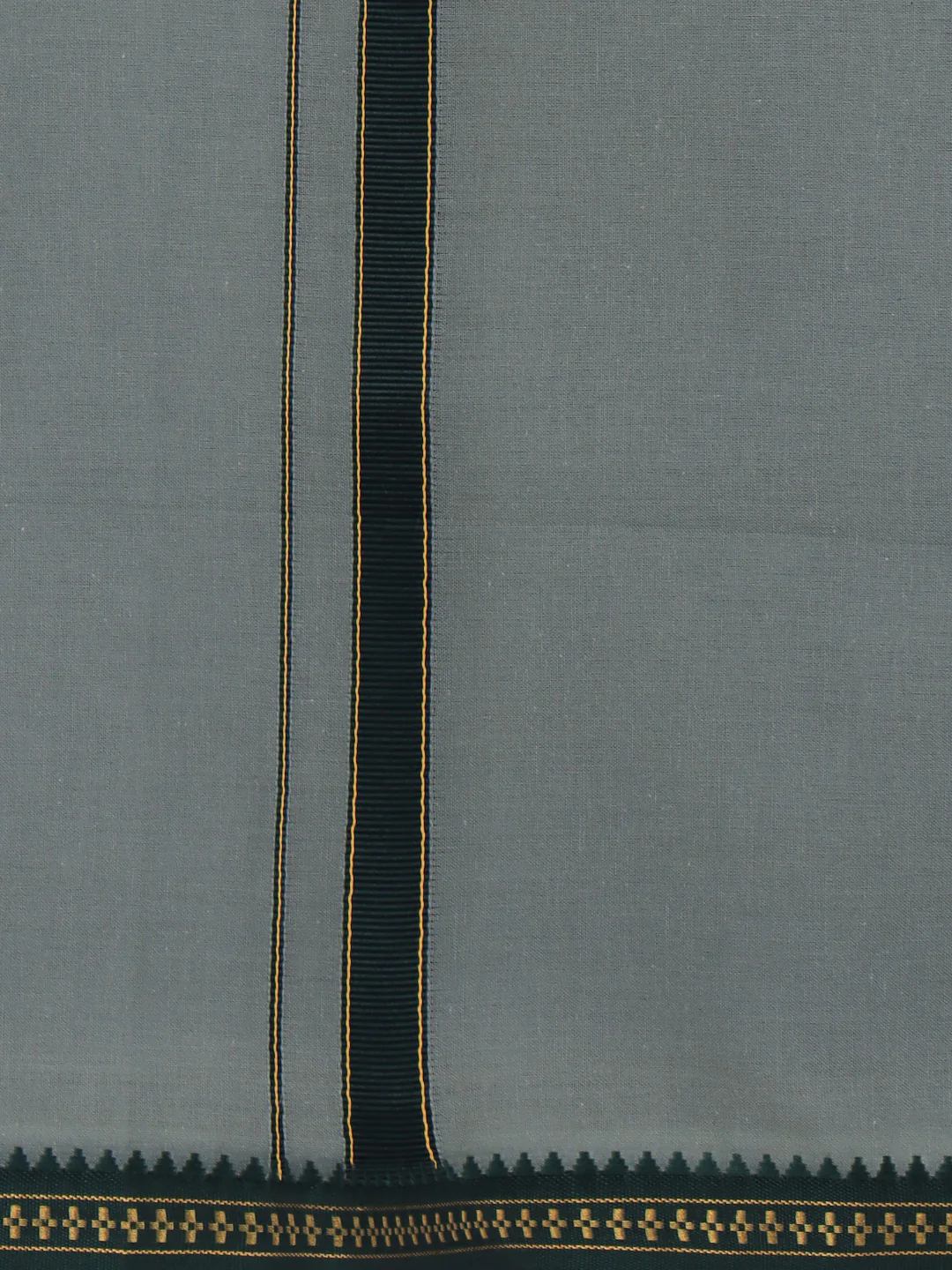 Men 100% Cotton Single Layer Cement Dhoti with Mayilkhan Border Slokam (4 Way Dhoti ) - Image 5