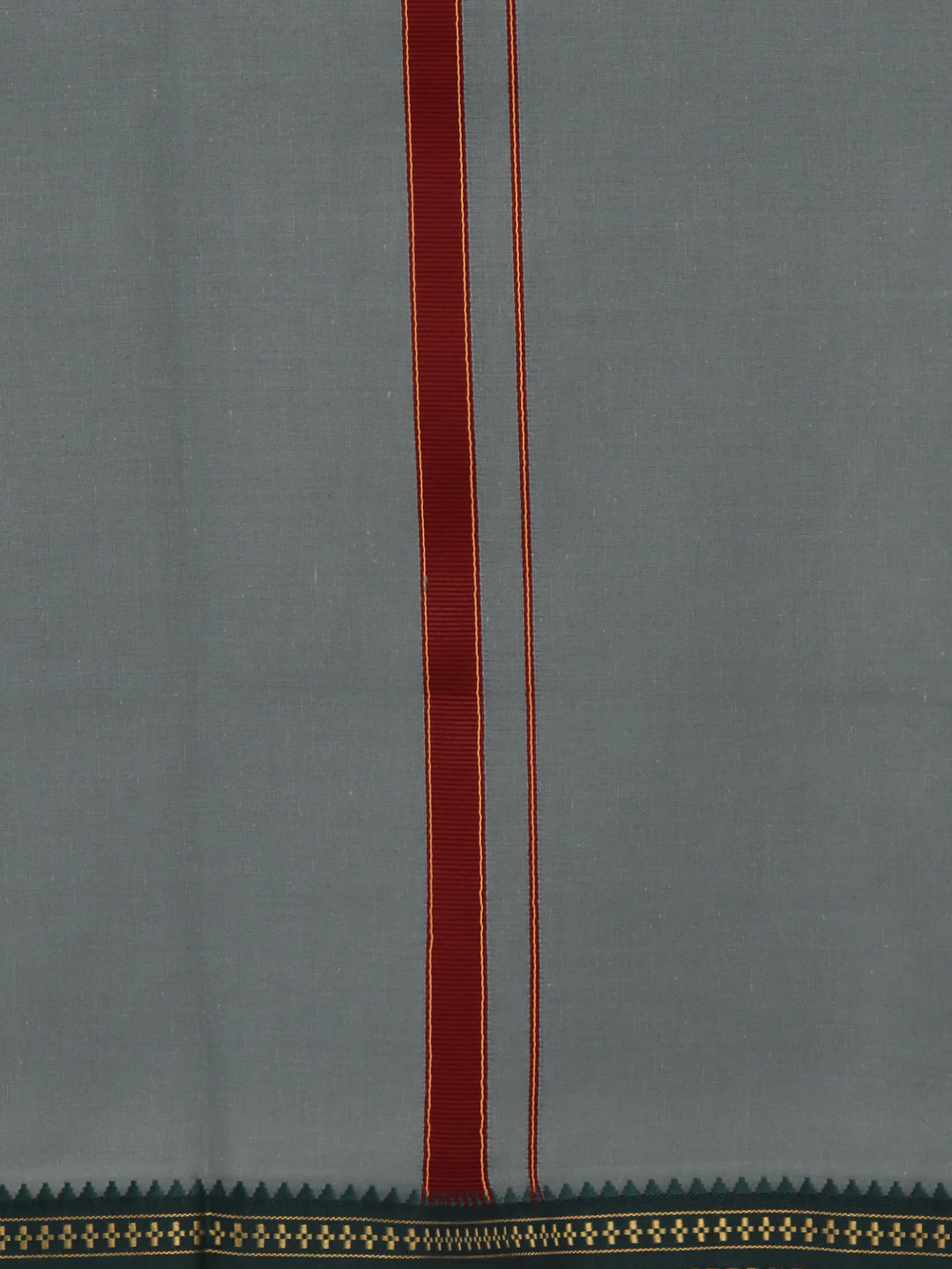 Men 100% Cotton Single Layer Cement Dhoti with Mayilkhan Border Slokam (4 Way Dhoti ) - Image 7