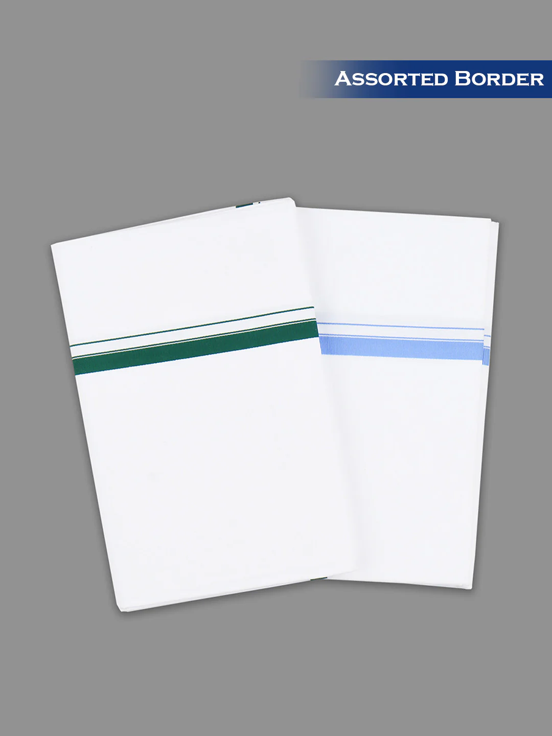 Men 100% Cotton Single Layer Dhoti with Assorted Border Image - Image 2
