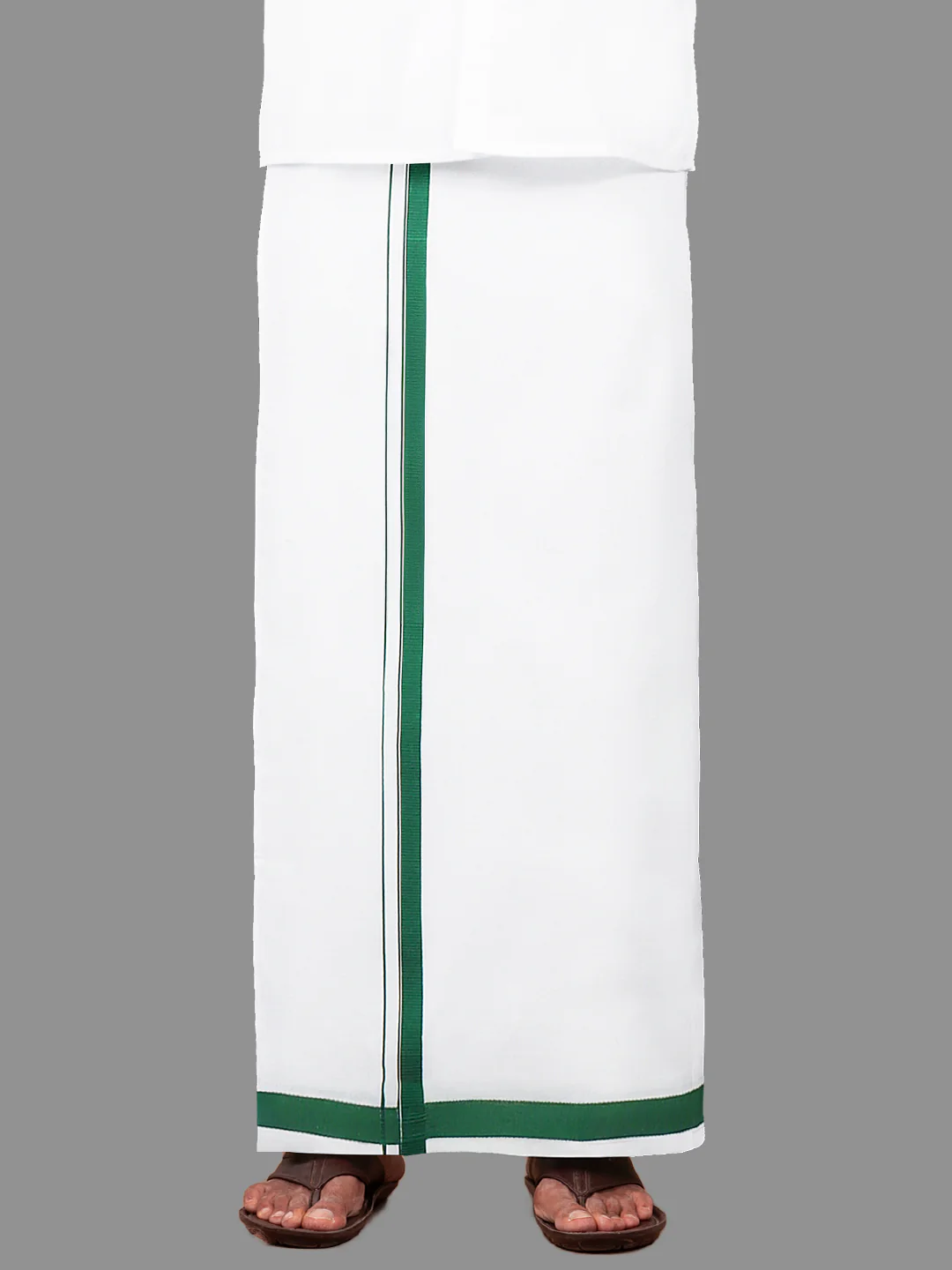 Men 100% Cotton Single Layer Dhoti with Assorted Border Image - Image 4