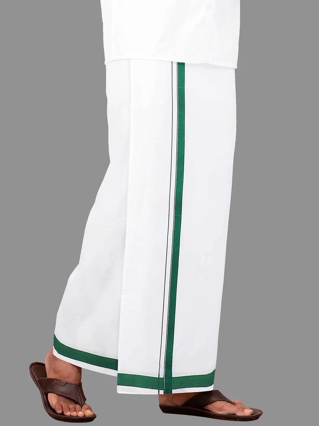Men 100% Cotton Single Layer Dhoti with Assorted Border Image - Image 9