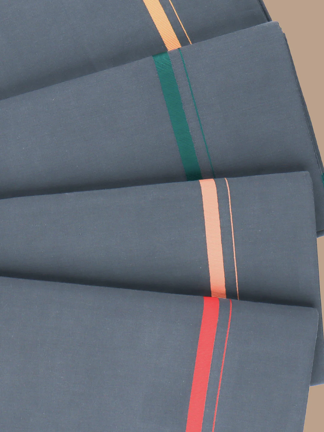 Men 100% Cotton Single Layer Grey Dhoti with Big Border Poojan - Image 4