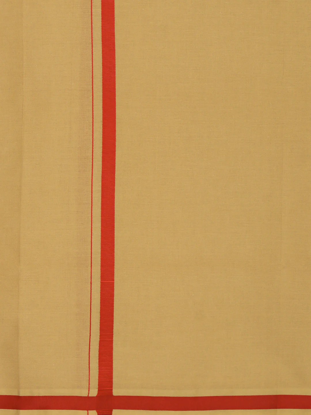 Men 100% Cotton Single Layer Kakki Dhoti with Big Border Poojan - Image 3