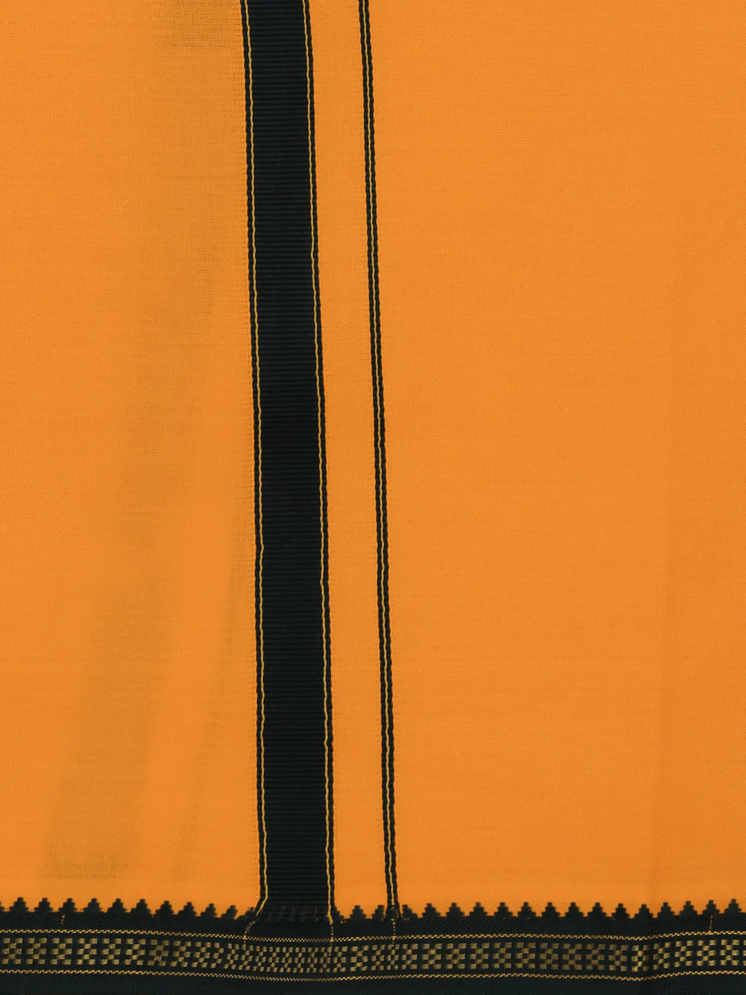 Men 100% Cotton Single Layer Mango Dhoti with Mayilkhan Border Slokam (4 Way Dhoti ) - Image 5