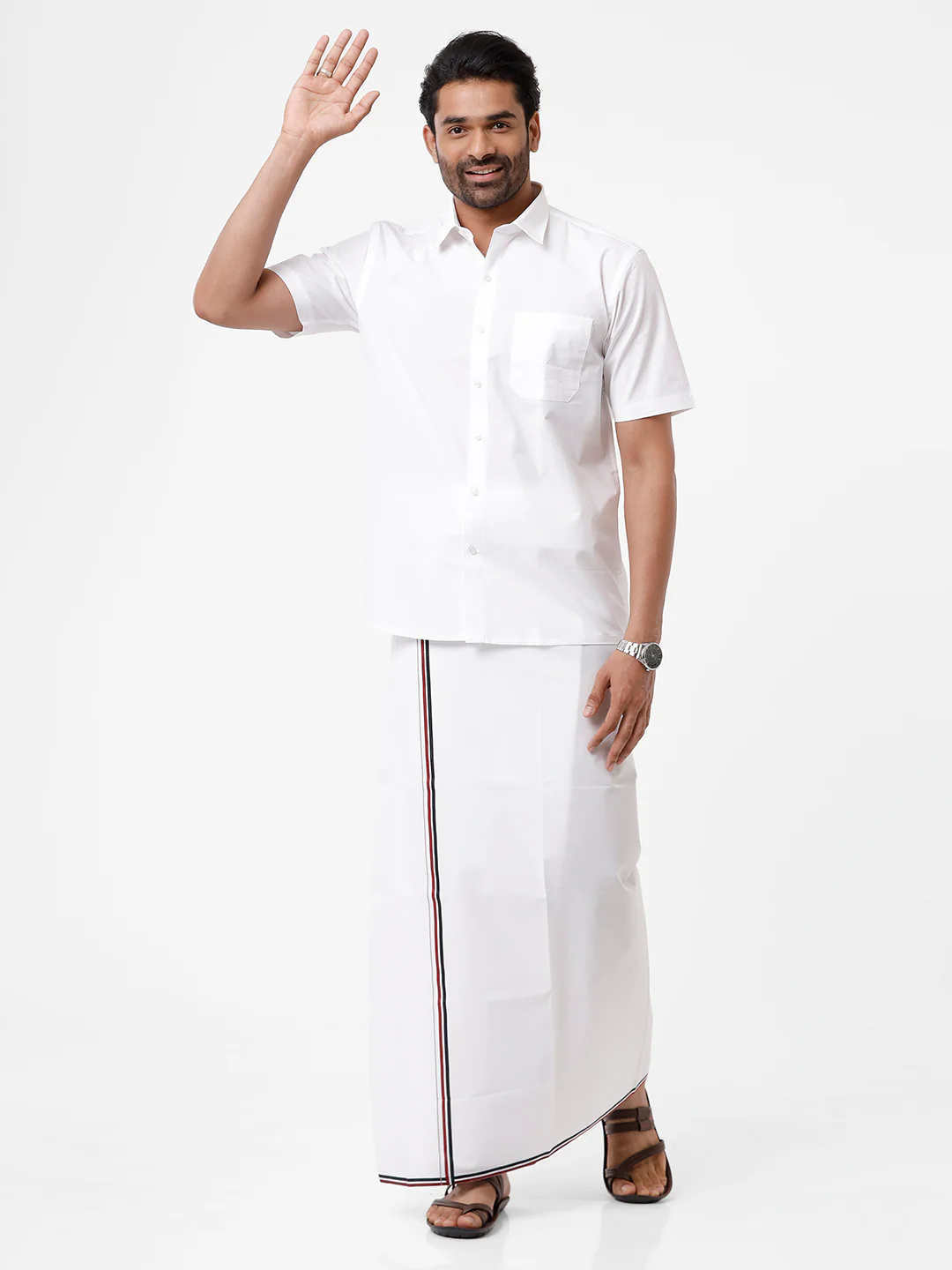 Men 100% Cotton Single Layer Political Dhoti ADMK - Image 6