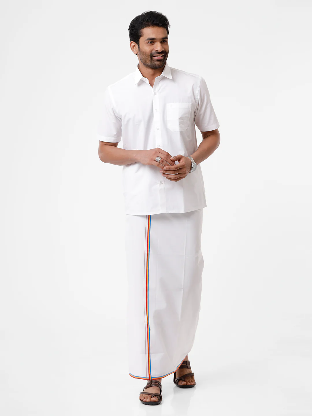 Men 100% Cotton Single Layer Political Dhoti First Rank PMK - Image 3