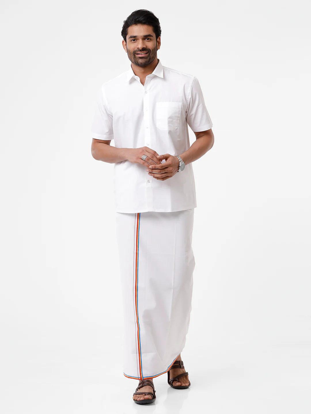 Men 100% Cotton Single Layer Political Dhoti First Rank PMK - Image 4