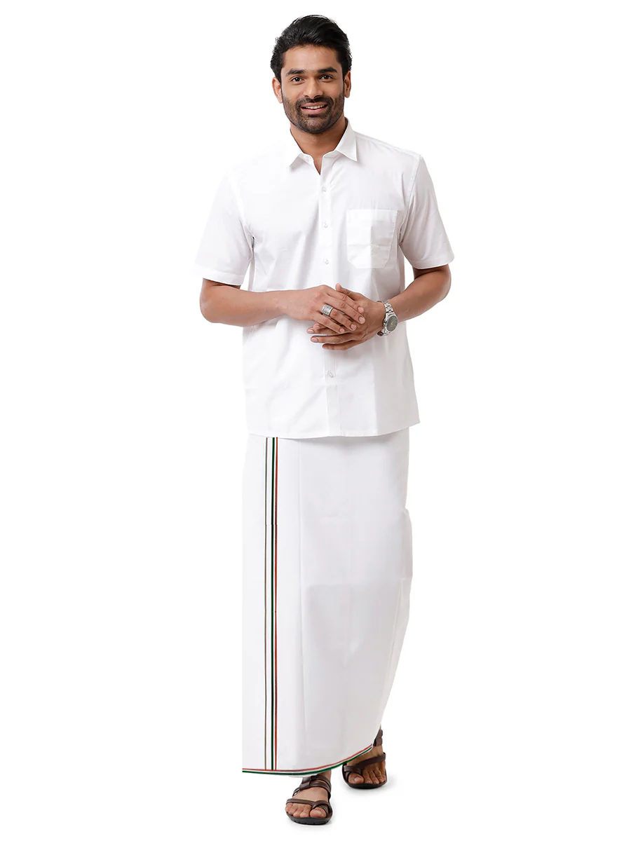 Men 100% Cotton Single Layer Political Dhoti MLA Congress - Image 3