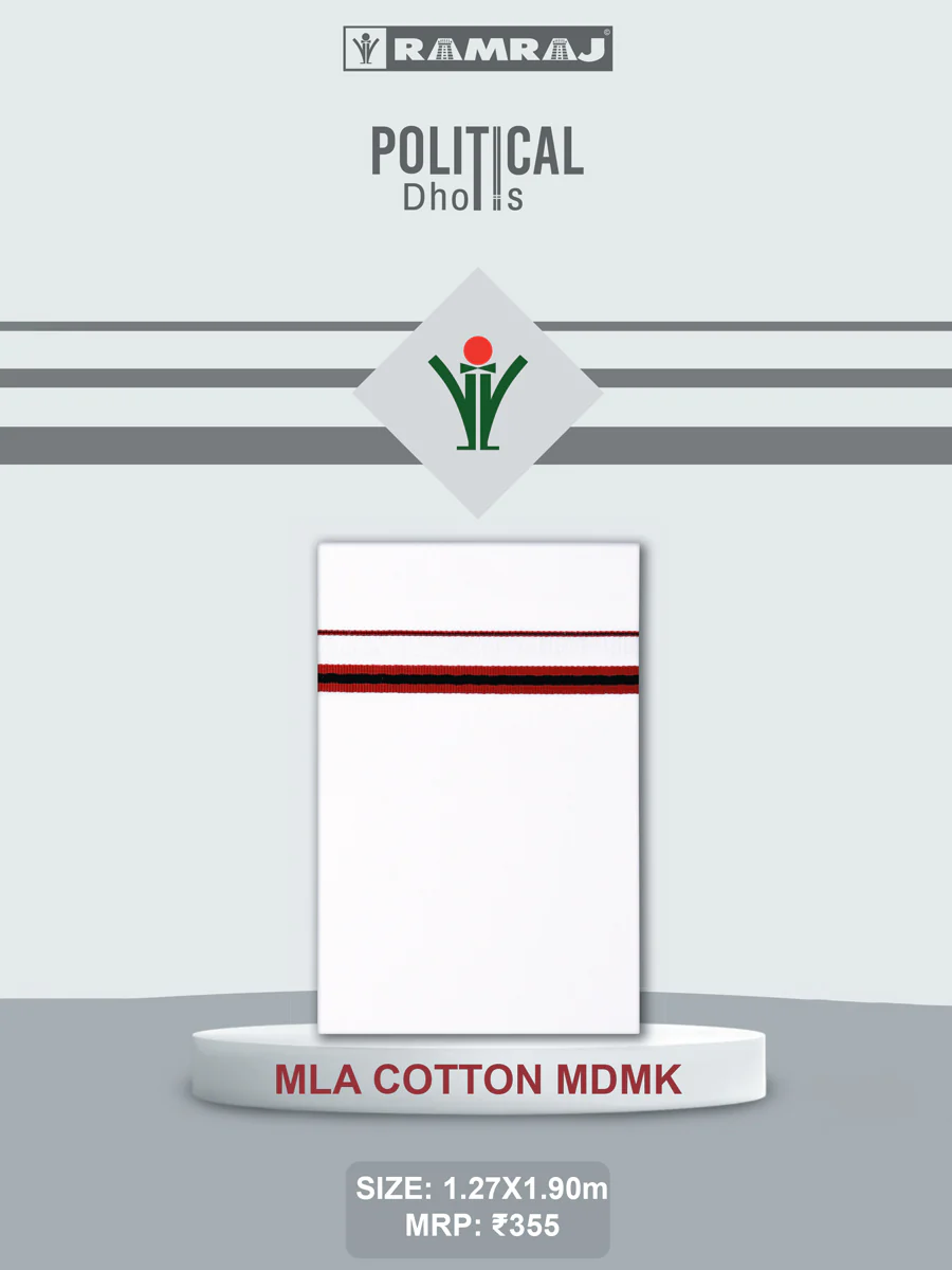 Men 100%Cotton Single Layer Political Dhoti MLA MDMK