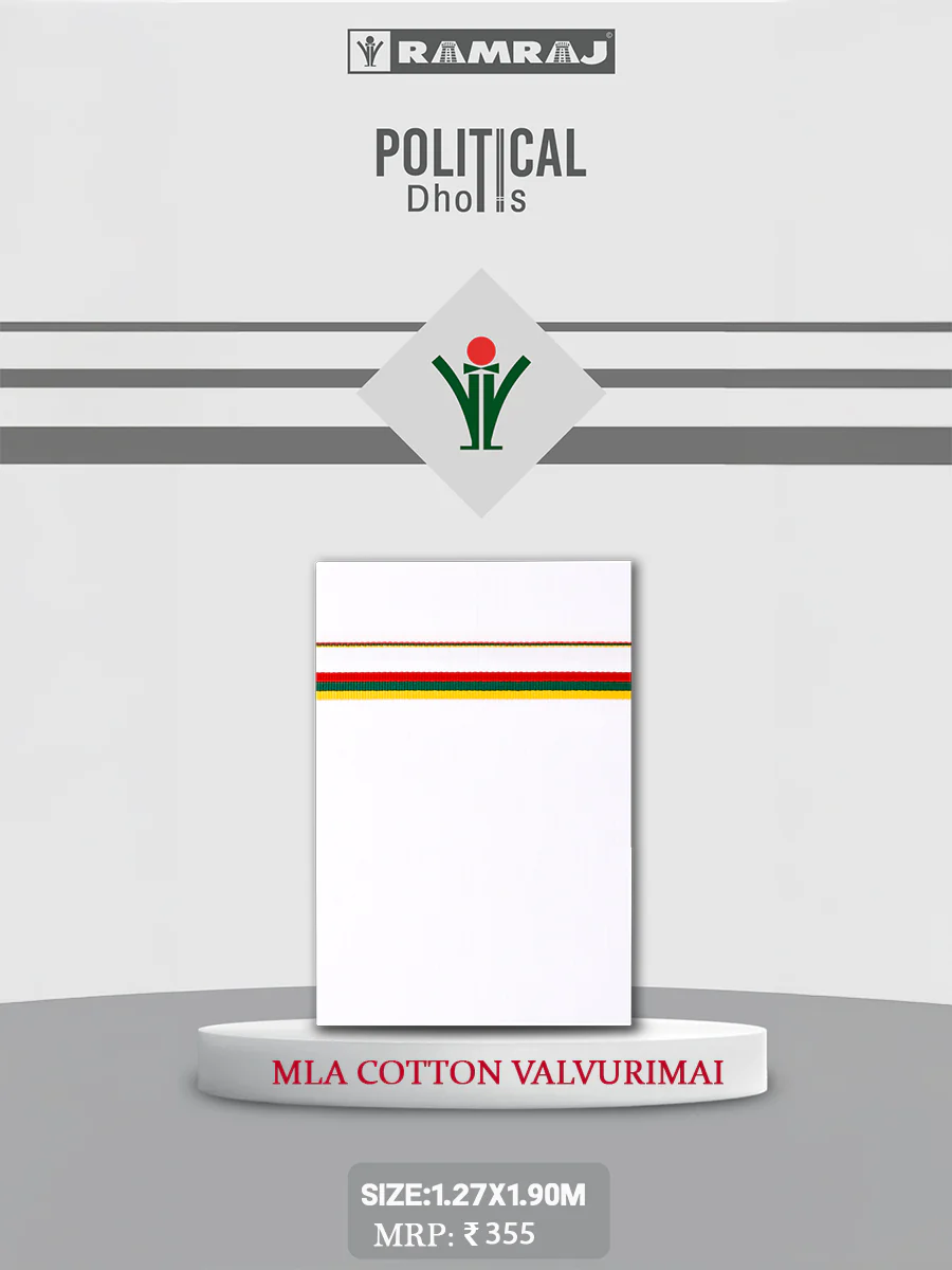 Men 100% Cotton Single Layer Political Dhoti MLA Valvurimai