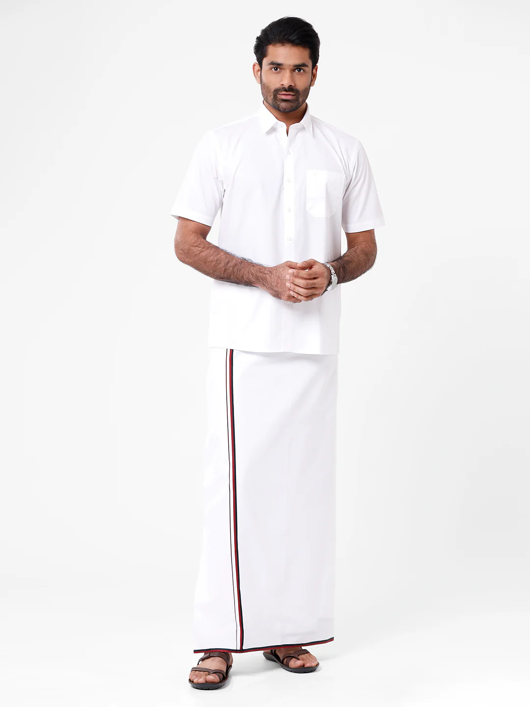 Men 100% Cotton Single Layer Political Dhoti Real Man DMK - Image 4