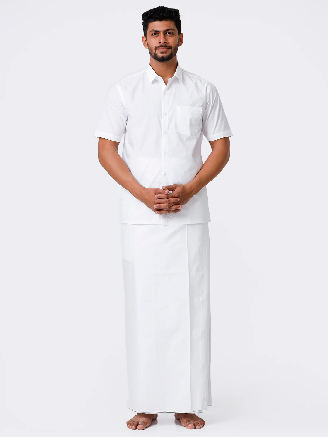 Men 100% Cotton Single Layer Stitched Prayer Dhoti with Assorted Border Al Noor - Image 5