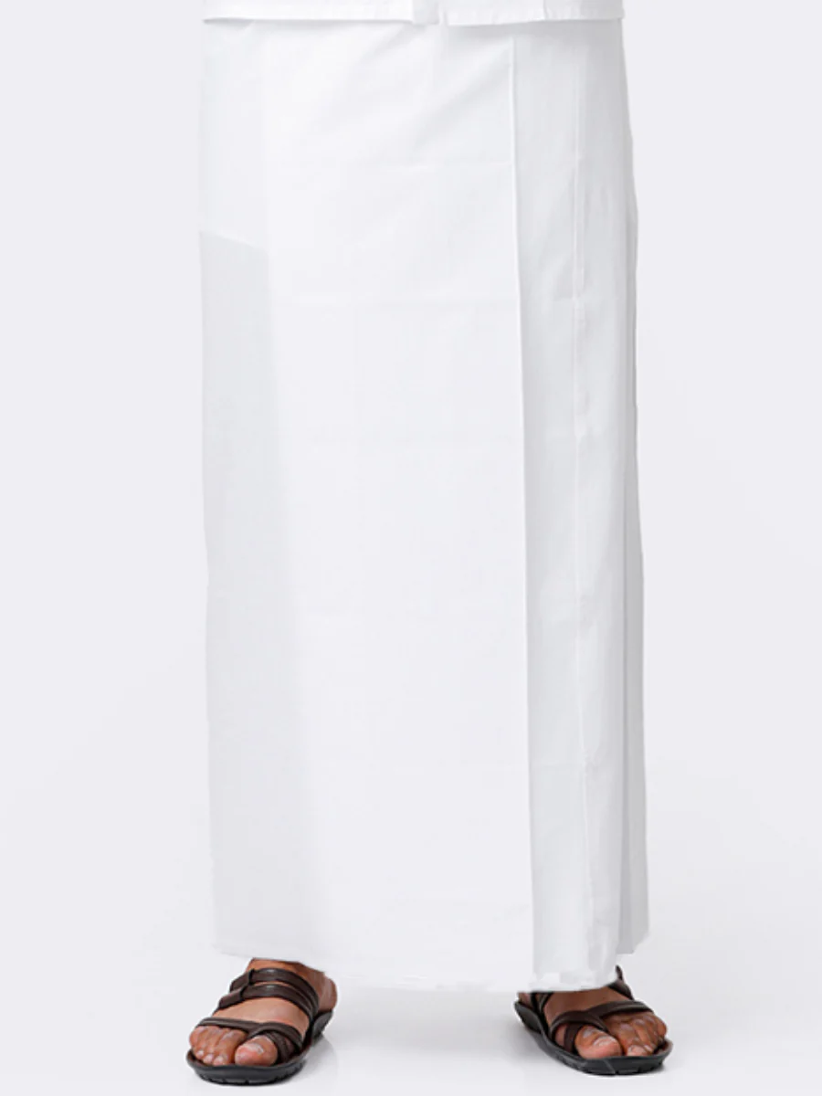 Men 100% Cotton Single Layer Stitched Prayer Dhoti with Small Border AL Mashoor