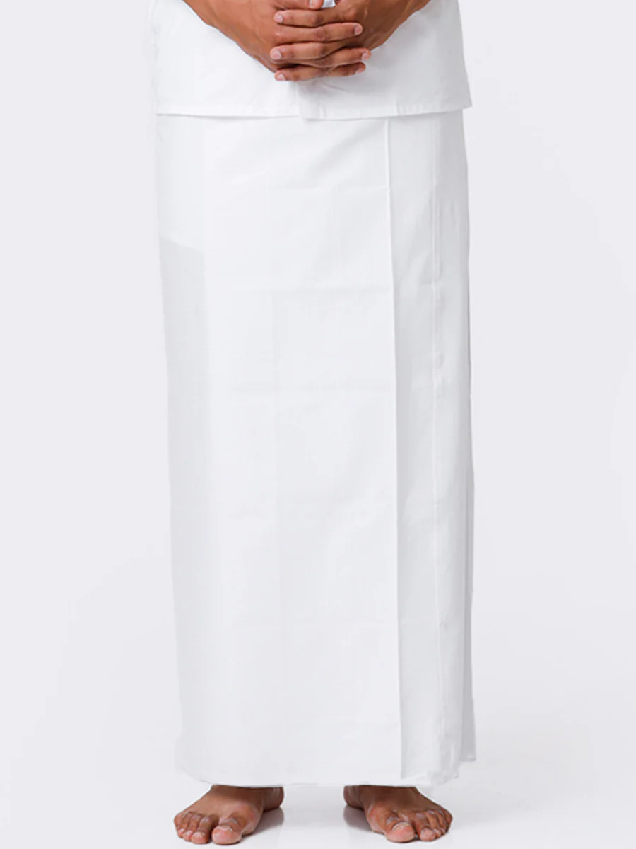 Men 100% Cotton Single Layer Stitched Prayer Dhoti with Small Border AL Mashoor - Image 2