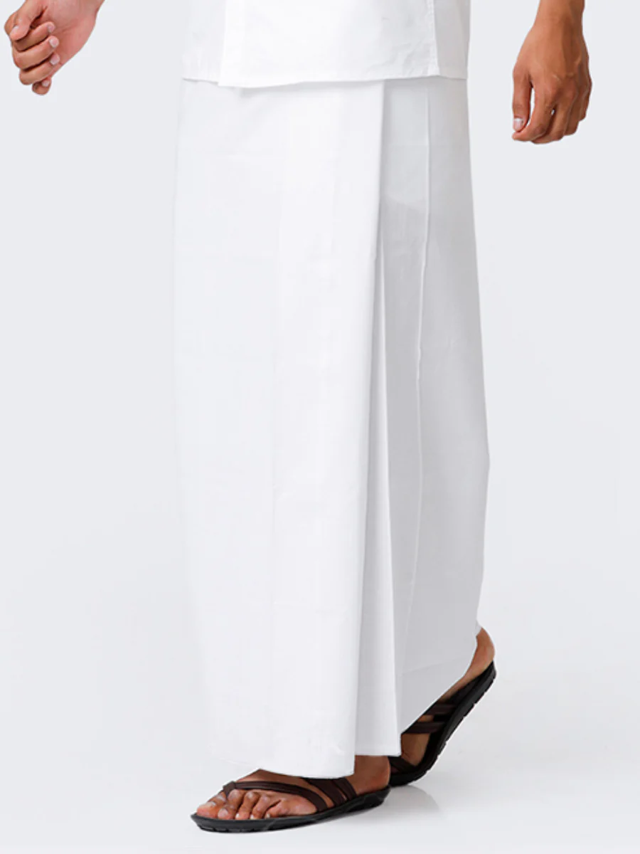 Men 100% Cotton Single Layer Stitched Prayer Dhoti with Small Border AL Mashoor - Image 3