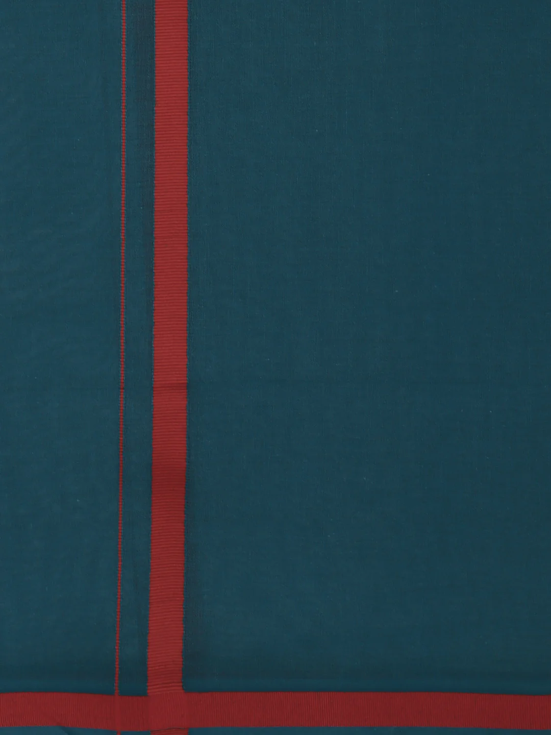 Men 100% Cotton Single Layer Teal Blue Dhoti with Big Border Poojan - Image 5