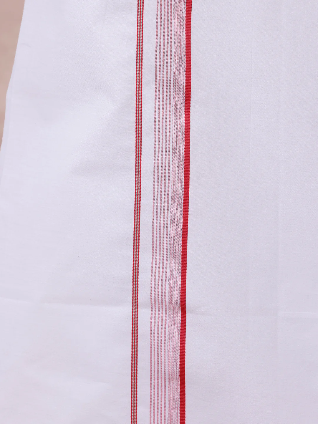 Men 100% Cotton Single Layer White Dhoti with Fancy Jari Border HW01 - Image 4
