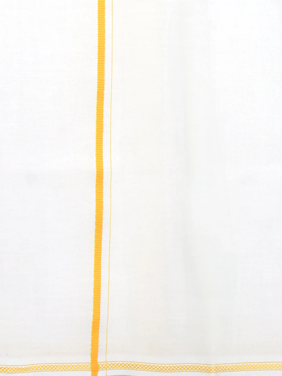 Men 100% Cotton Single Layer White Dhoti with Small Border GC02 - Image 4