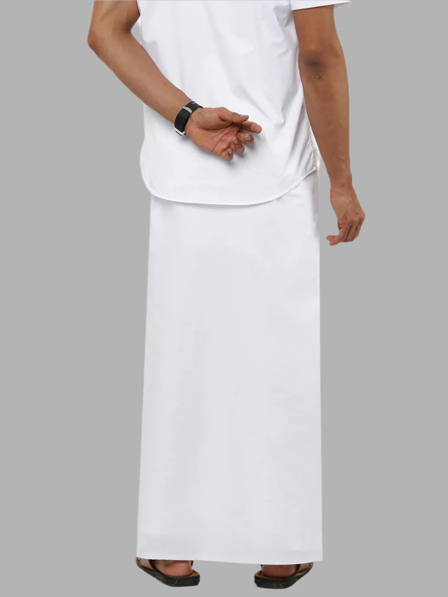 Men 100% Cotton Single Layer White Prayer Dhoti Smart Nice Paramas BB - Image 3